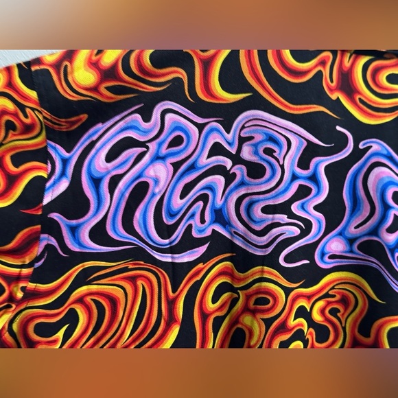 NEW Teddy Fresh Oil Spill Flame Camp Button Up Shirt in Men’s M - Picture 11 of 14